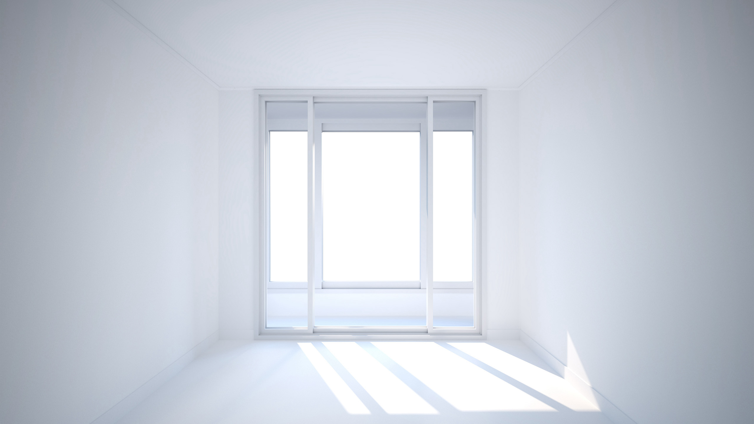 하얀 공간에 빛이 들어오는 창문